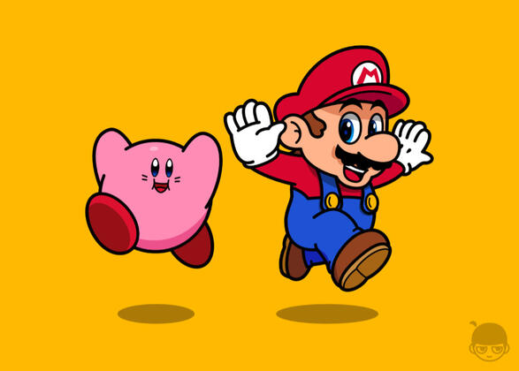 Classic Mario and Kirby